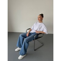 Хлопковая базовая футболка молочного цвета 31784