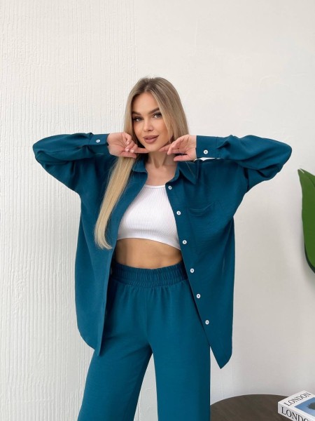 Костюм-двійка кольору морської хвилі 31790