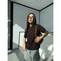 Однотонная базовая футболка коричневого цвета 31801
