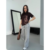 Однотонная базовая футболка коричневого цвета 31801