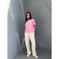 Однотонная базовая футболка розового цвета 31802