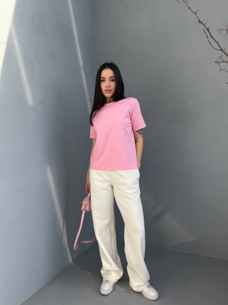 Однотонна базова футболка рожевого кольору 31802