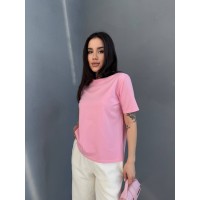 Однотонная базовая футболка розового цвета 31802