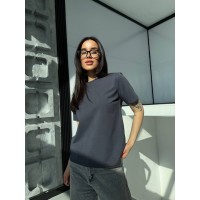 Однотонная базовая футболка графитового цвета 31803