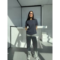 Однотонная базовая футболка графитового цвета 31803