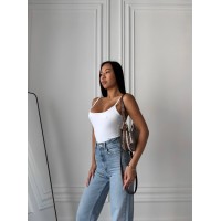 Базовий боді на бретельках білого кольору 31842