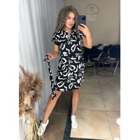 Легка сукня міні з поясом чорного кольору 31854