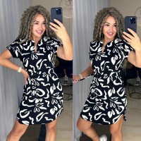 Легка сукня міні з поясом чорного кольору 31854