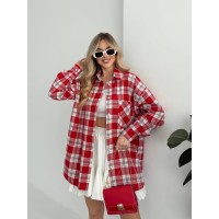 Женская фланелевая рубашка в клетку красного цвета 31864