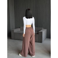 Жіночі вільні штани палаццо кавового кольору 31872