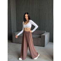 Жіночі вільні штани палаццо кавового кольору 31872