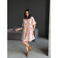 Легка сукня міні пудрового кольору 31877