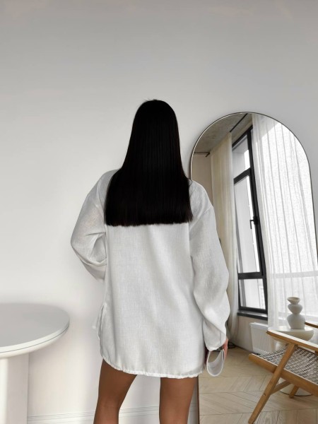 Лляний костюм із шортами білого кольору 31878