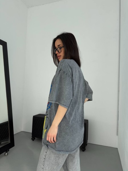 Жіноча футболка з малюнком сірого кольору 31886