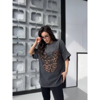 Жіноча футболка з малюнком міккі графiтового кольору 31889