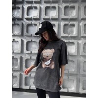 Жіноча футболка з малюнком сiрого кольору 31890