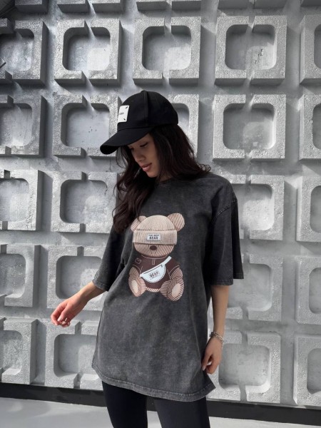 Жіноча футболка з малюнком сiрого кольору 31890