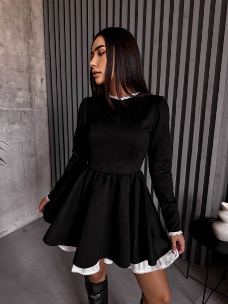 Комбинированное платье мини черного цвета 31892