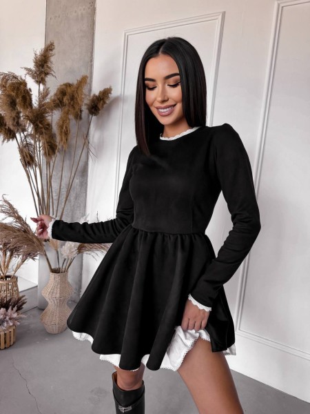 Комбинированное платье мини черного цвета 31892