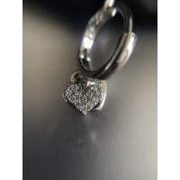 Серьги "Двойные сердца" серебряного цвета 31898