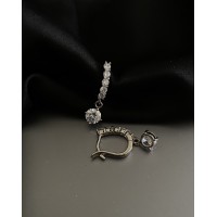 Сережки з камінням англійський замок срібного кольору 31902