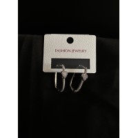 Сережки Серце з камінцями срібного кольору 31904