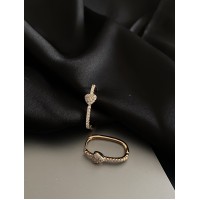 Сережки Серце з камінцями золотого кольору 31905