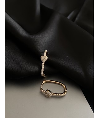 Сережки Серце з камінцями золотого кольору 31905