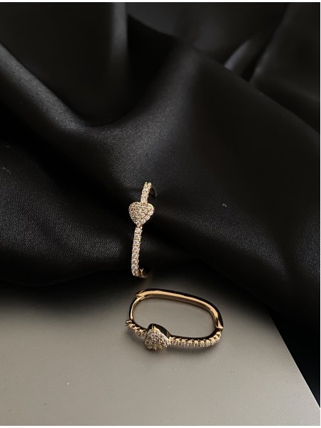 Сережки Серце з камінцями золотого кольору 31905