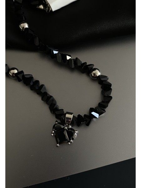 Намисто із серцем чорного кольору 31906