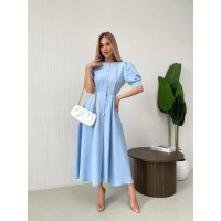 Класична сукня міді на ґудзиках блакитного кольору 31912