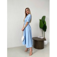 Класична сукня міді на ґудзиках блакитного кольору 31912