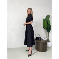 Класична сукня міді на ґудзиках чорного кольору 31915