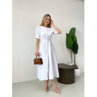 Классическое платье миди на пуговицах белого цвета 31917