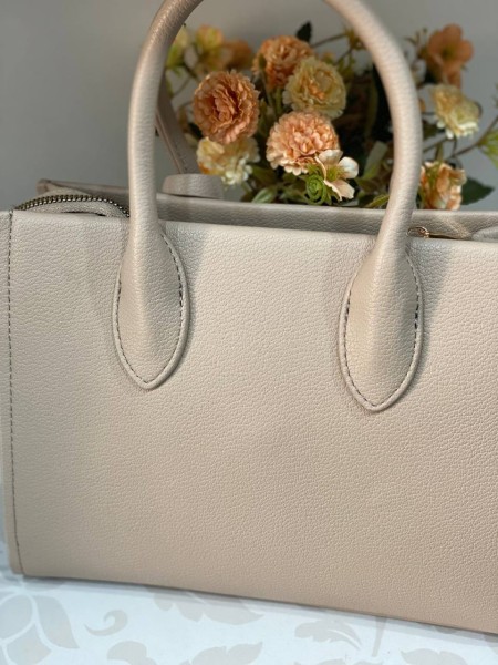 Ділова жіноча сумка із еко-шкіри бежевого кольору 31960