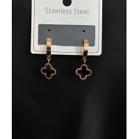 Сережки "Конюшина" застібка - кільце золотого кольору 31962