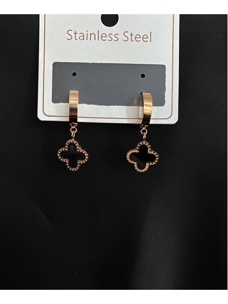 Сережки "Конюшина" застібка - кільце золотого кольору 31962