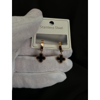 Сережки "Конюшина" застібка - кільце золотого кольору 31962