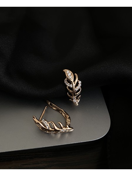 Сережки "Пір'їнки" англійський замок золотого кольору 31964