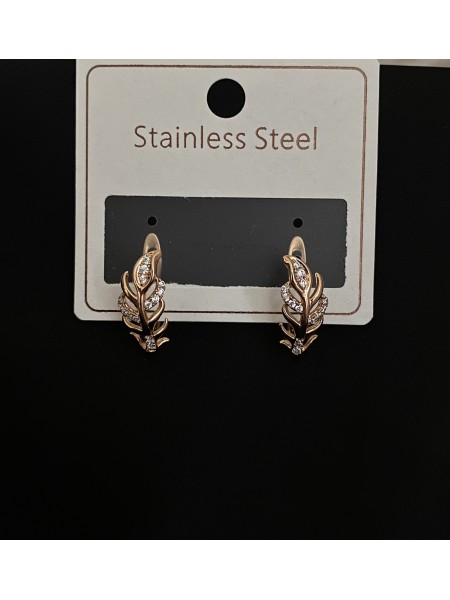 Сережки "Пір'їнки" англійський замок золотого кольору 31964