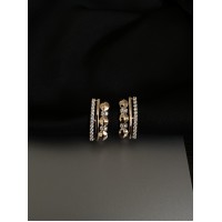 Сережки з маленькими камінчиками англійський замок золотого кольору. 31965