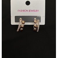 Сережки з маленькими камінчиками англійський замок золотого кольору. 31965