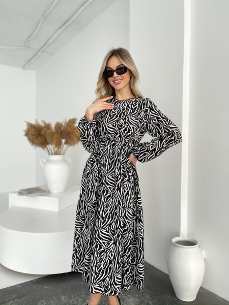 Легка сукня міді зебра чорного кольору 31969