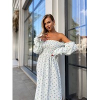 Довга муслінова сукня в квітку блакитного кольору 31979