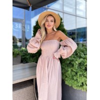 Довга муслінова сукня пудрового кольору 31986