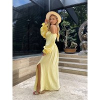 Довга муслінова сукня жовтого кольору 31987