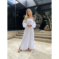 Довга муслінова сукня бiлого кольору 31988