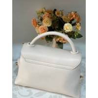 Класична маленька жіноча сумка із еко-шкіри молочного кольору 31994