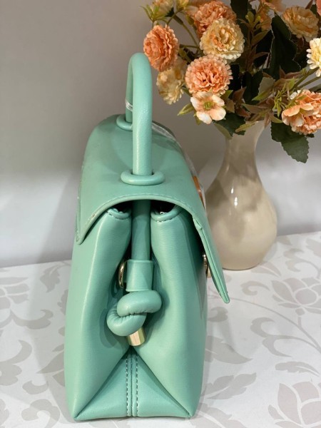 Класична маленька жіноча сумка із еко-шкіри бiрюзового кольору 31996