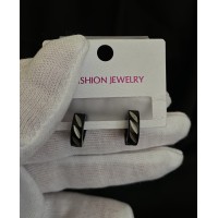 Сережки "Пелюстки" застібка - кільце чорного кольору 32011